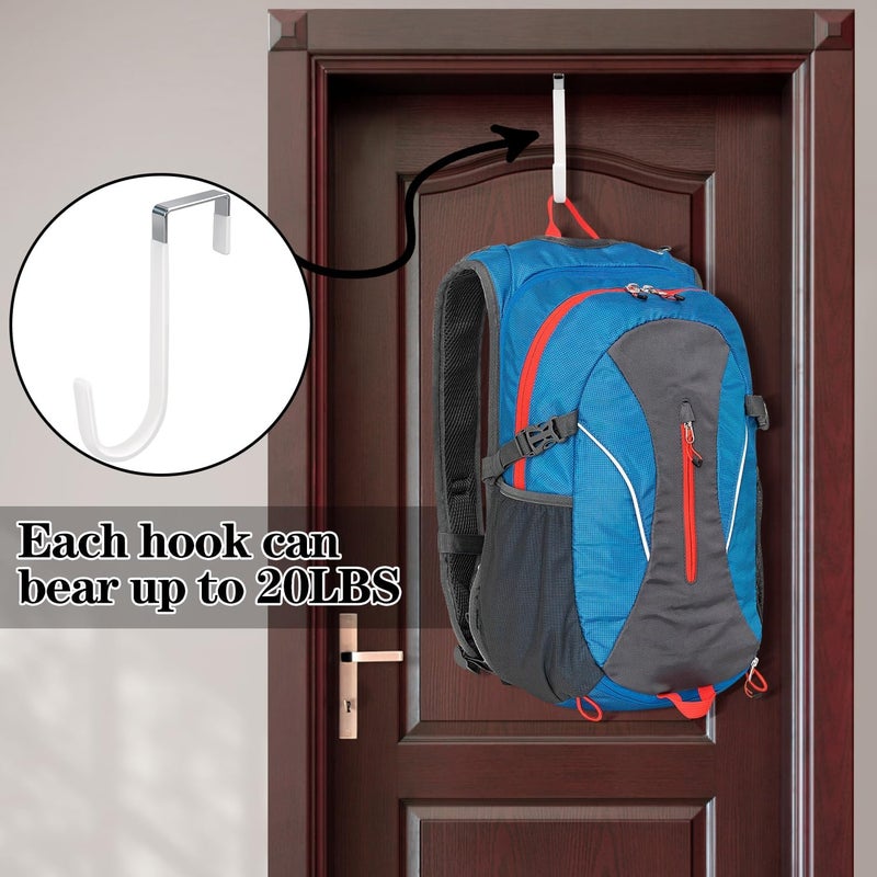 DkOvn 20 Pack Over The Door Hook, Door Hooks, White Rubber Surface Prevent Scratch Door Hanger Hooks for Bathroom, Living Room, Kitchen, Hanging Clothes, Towels, Bags - Image 4